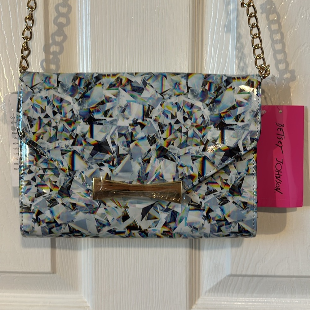 Betsey Johnson High Shine multicolor Wallet on a String Crossbody